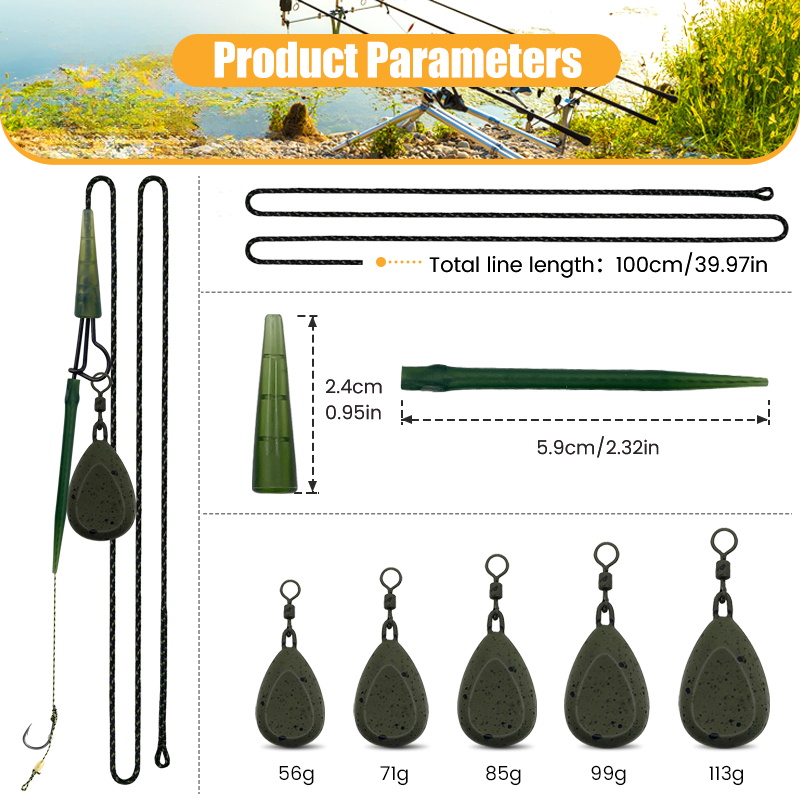 1set Professional Carp Fishing - đánh giá và giá Leader Line